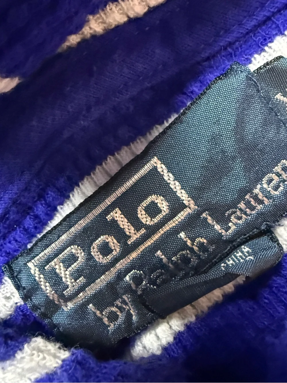 Polo by Ralph Lauren XL Royal Blue & White Striped Knit Hoodie